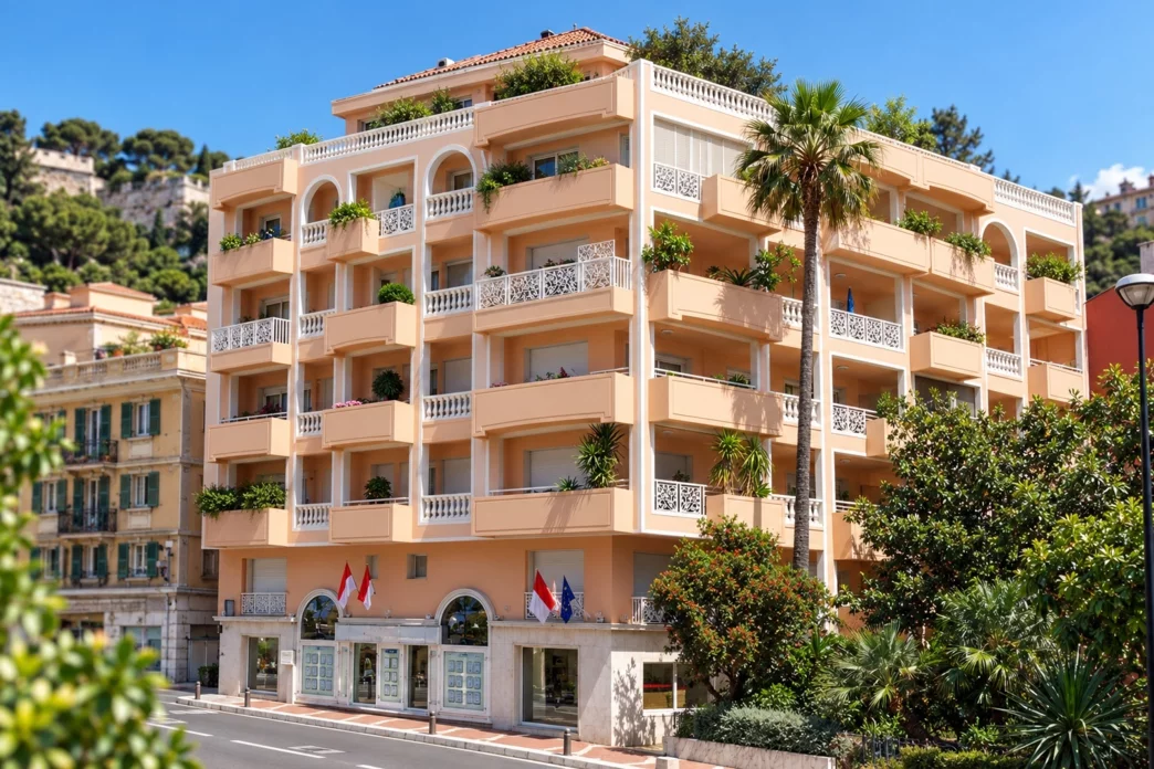 Façade de Montana Palace, 6 rue de la Colle, Monaco